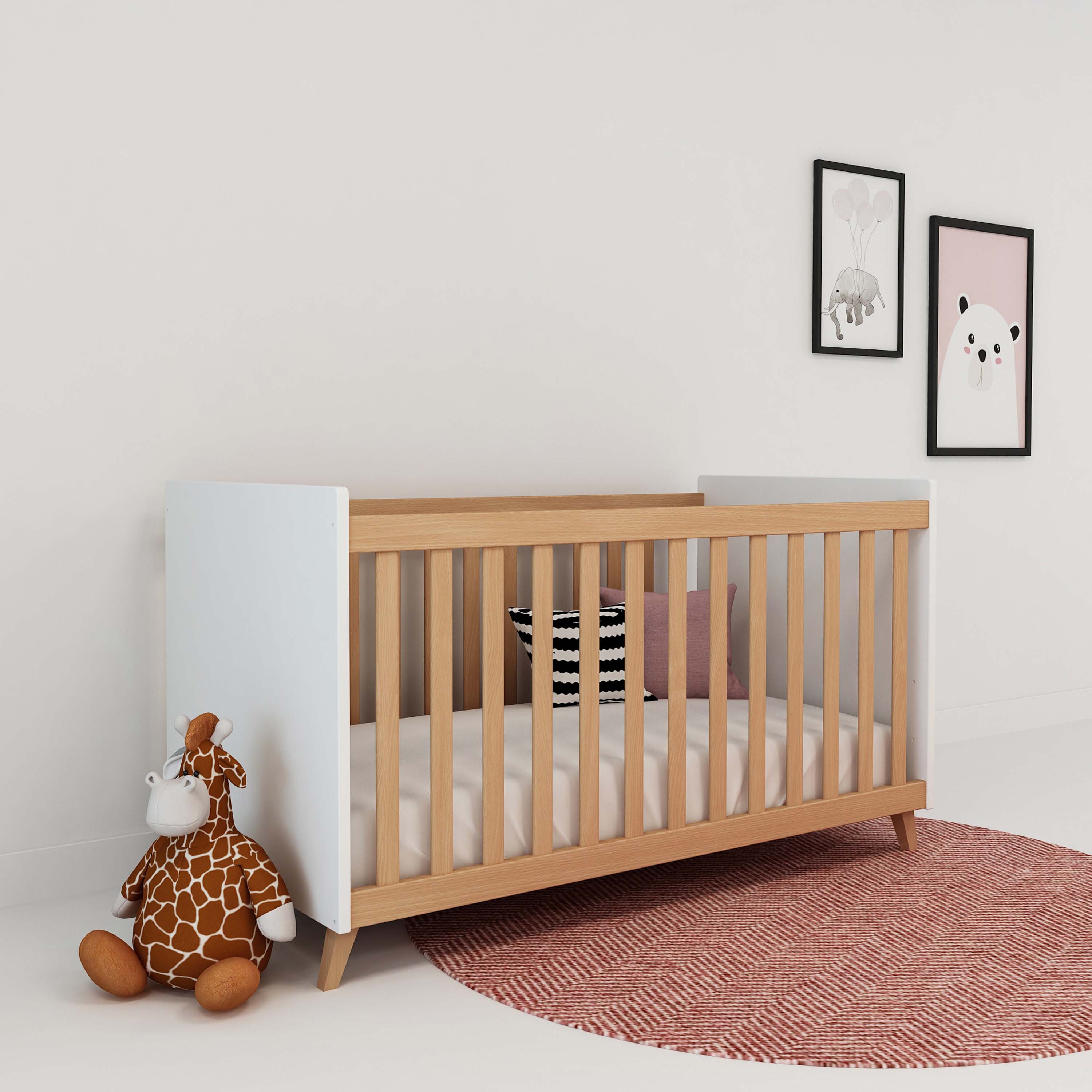 Bubema Lino – Babybett mit Schlupfsprossen, höhenverstellbar