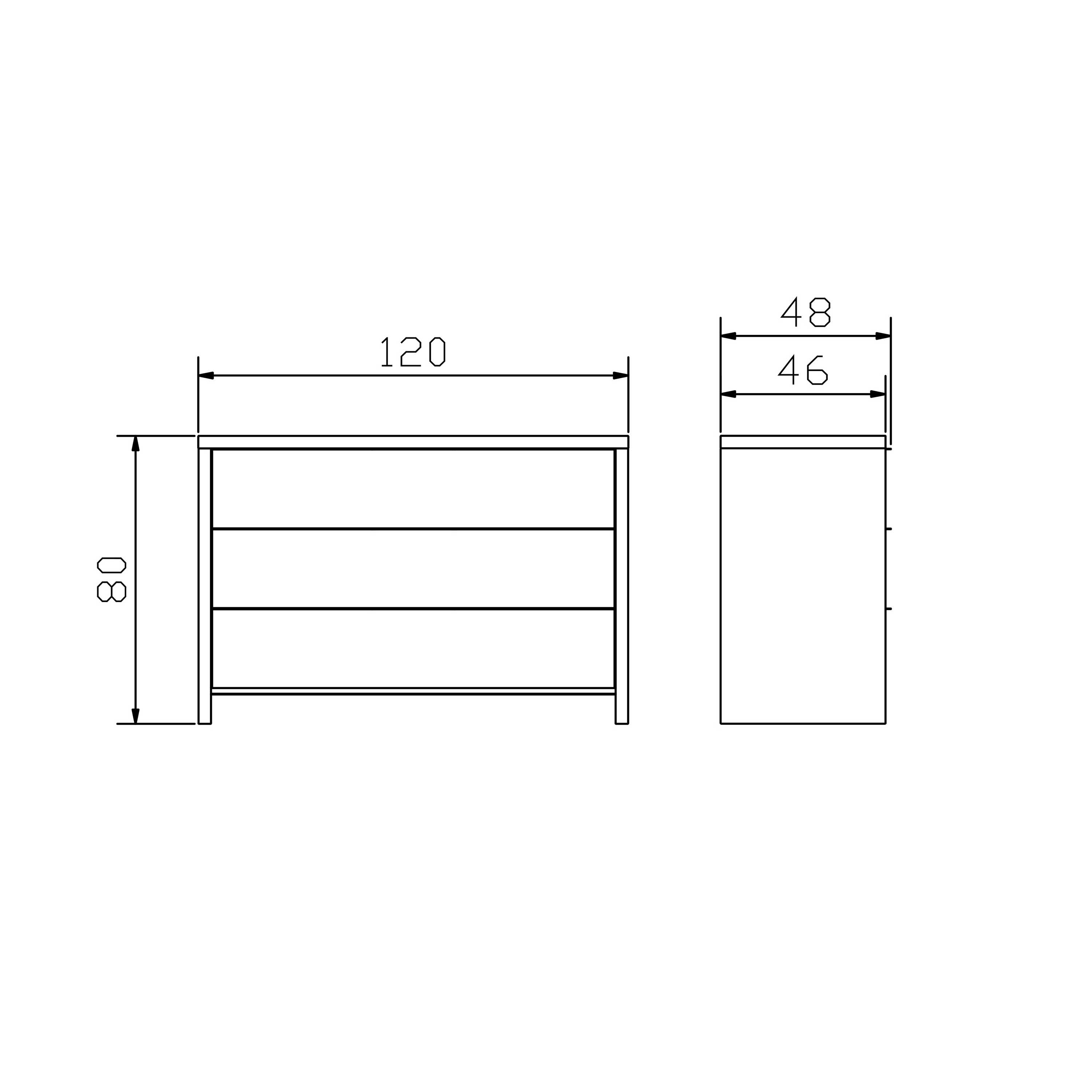 Hasena Asec – Kommode mit drei Schubladen und Metallgriffen, aus der Oak Bianco Serie