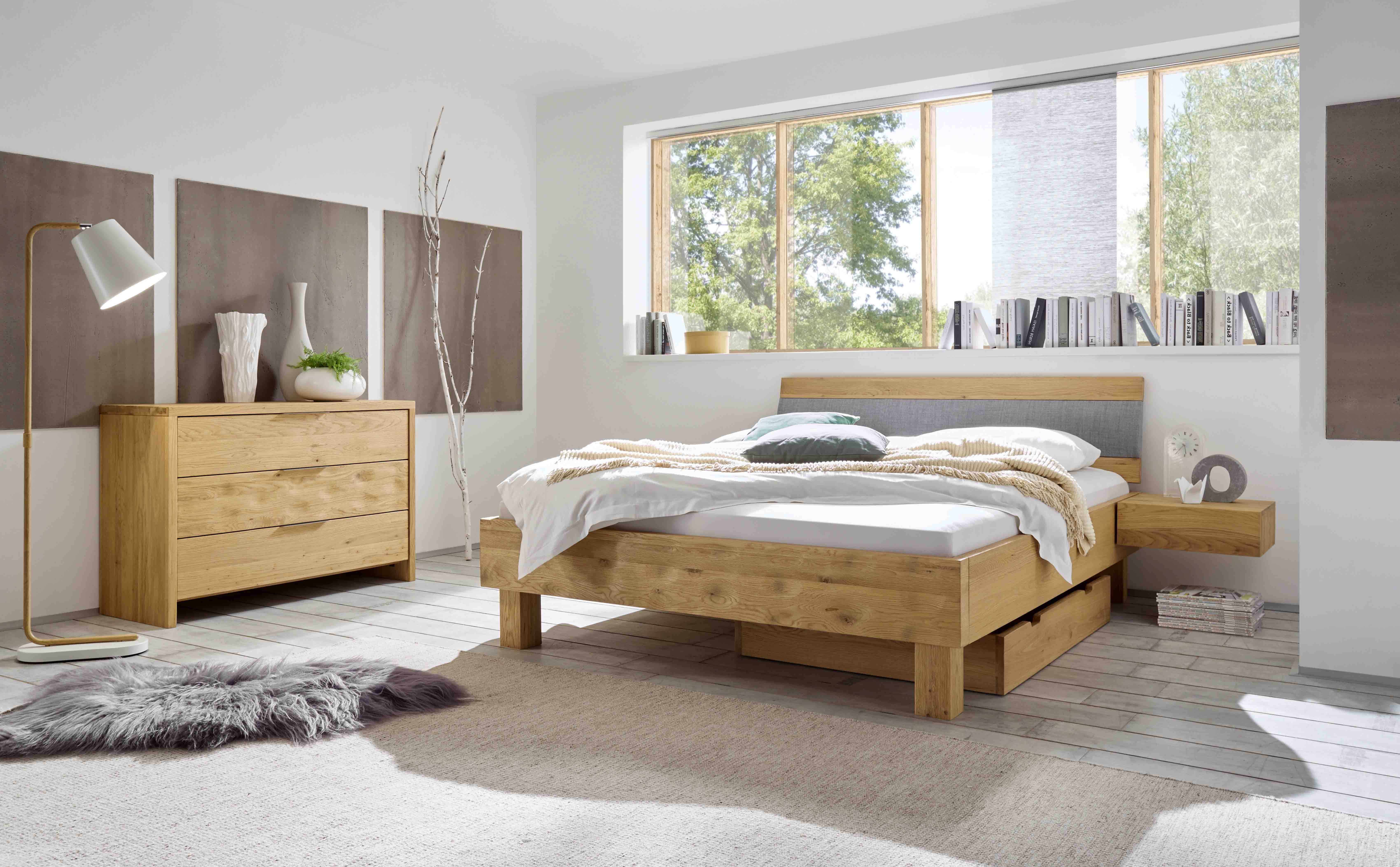 Hasena Caja – Nachttisch zur Montage am Bett, mit einer Schublade, aus der Oak Bianco Serie