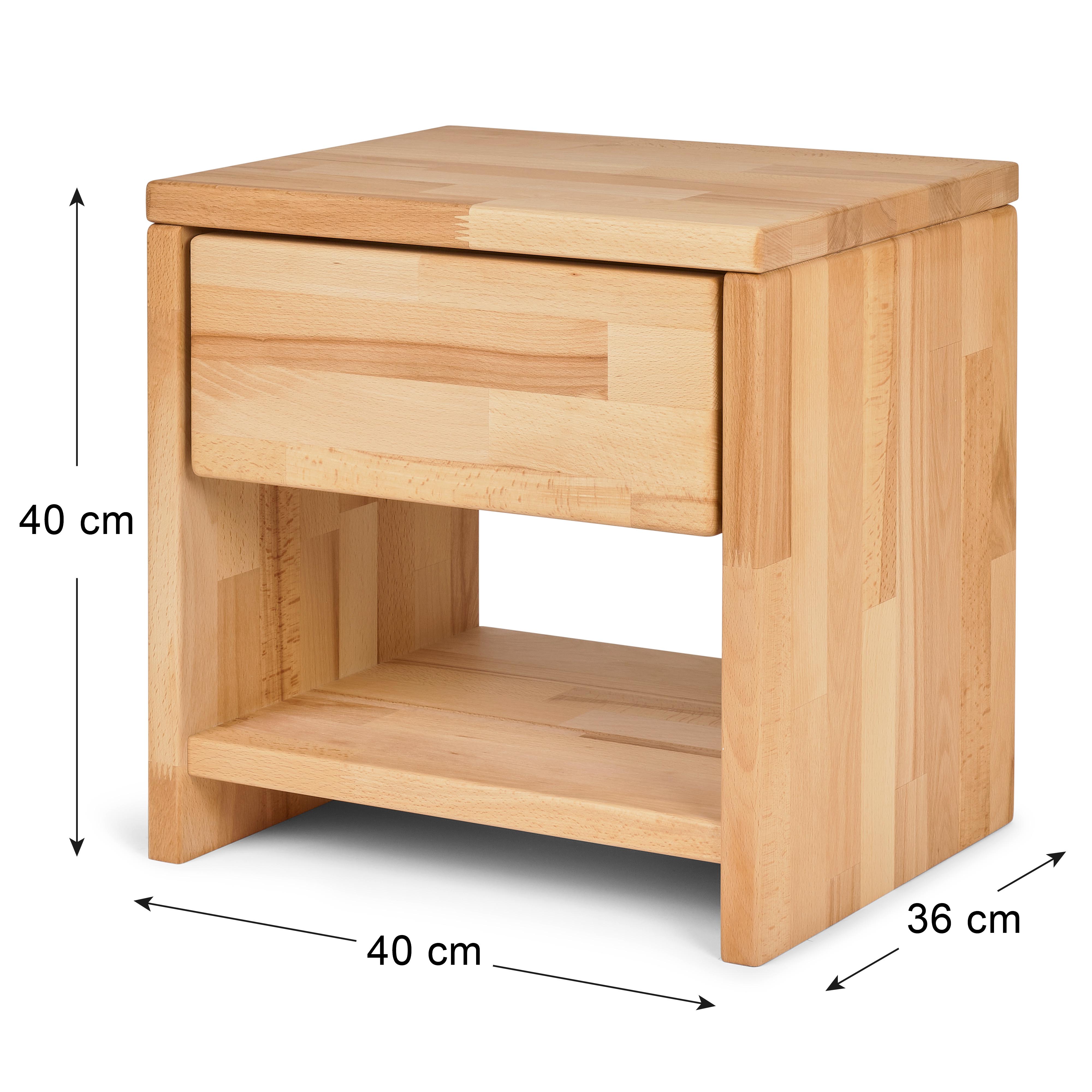 Bubema Nachttisch – aus massiver Buche mit einer Schublade