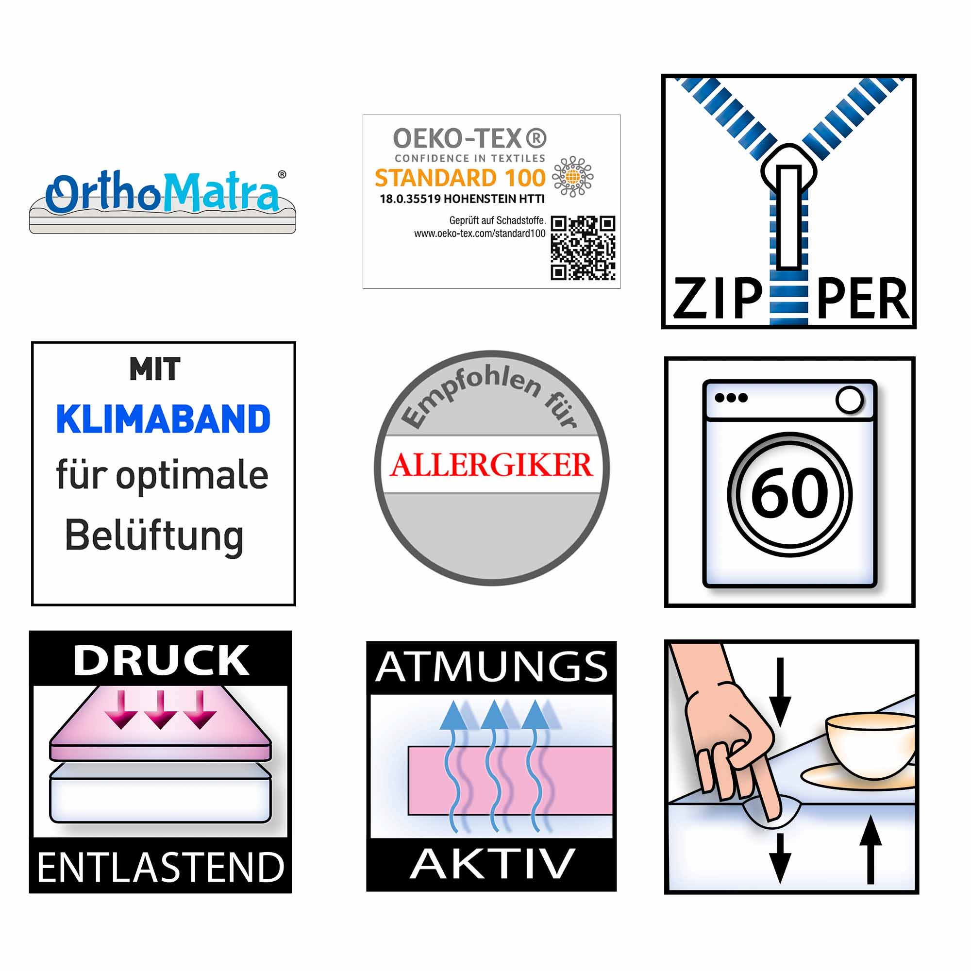 OrthoMatra Mini-Duo – Babymatratze/Kindermatratze mit Baby- und Kleinkindseite, Bezug waschbar