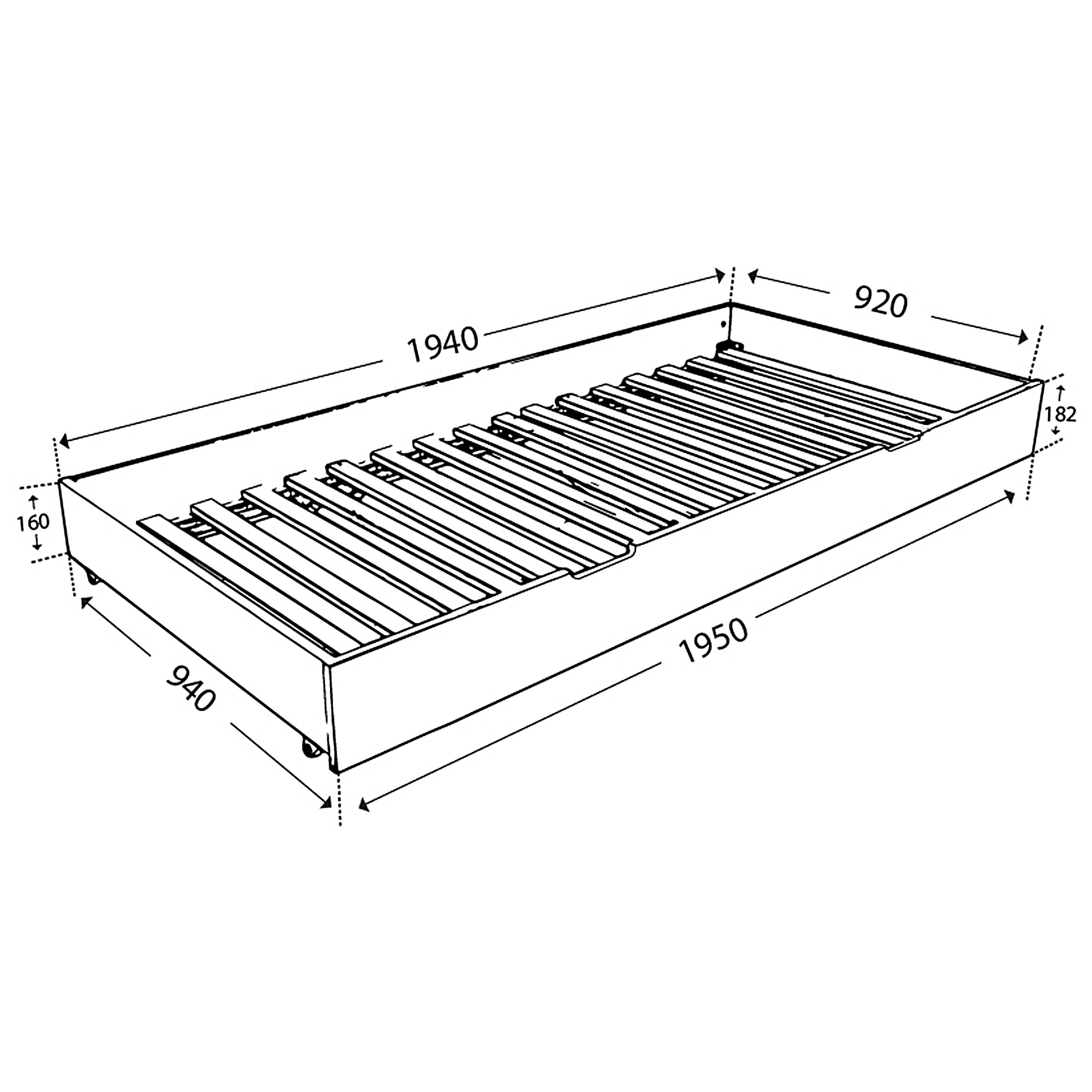 Kombiset Niki – Einzelbett mit Rollrost, mit Bettschublade, natur